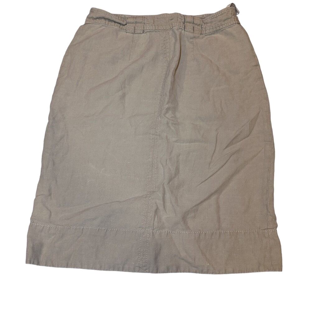 Banana Republic Khaki Safari Silk Linen Blend Midi Skirt Women size 2 - Picture 6 of 7